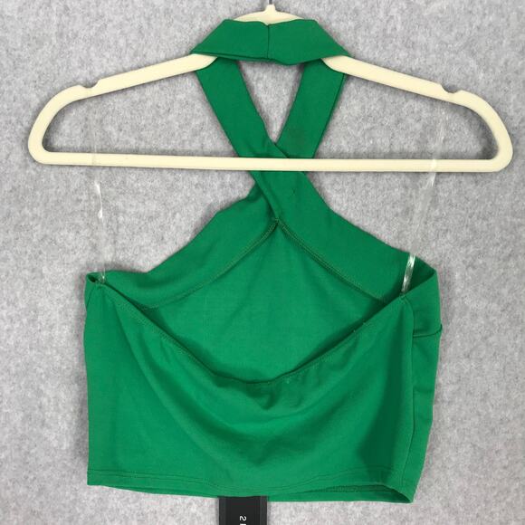 21 Saints Crop Top Women Large Green Tank Halter Y2K Coastal Western Basic Retro - Picture 6 of 8